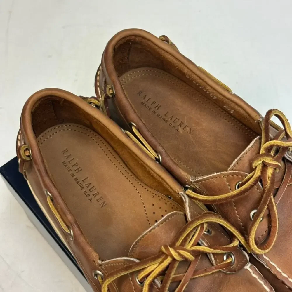 NIB Rancourt & Co. x Polo Ralph Lauren Telford Boat Shoe Tan NOS Maine USA 11 D